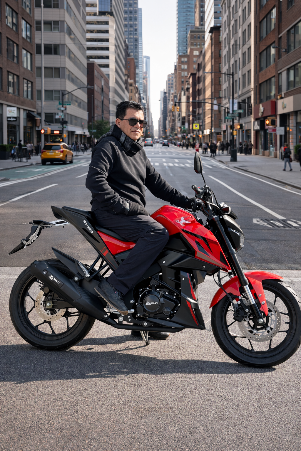 Motorcycle rider on open road
